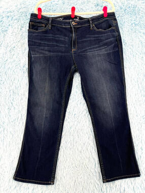 Liz Claiborne Women's Jeans Size 16 City Fit Straight Leg Dark Wash Denim